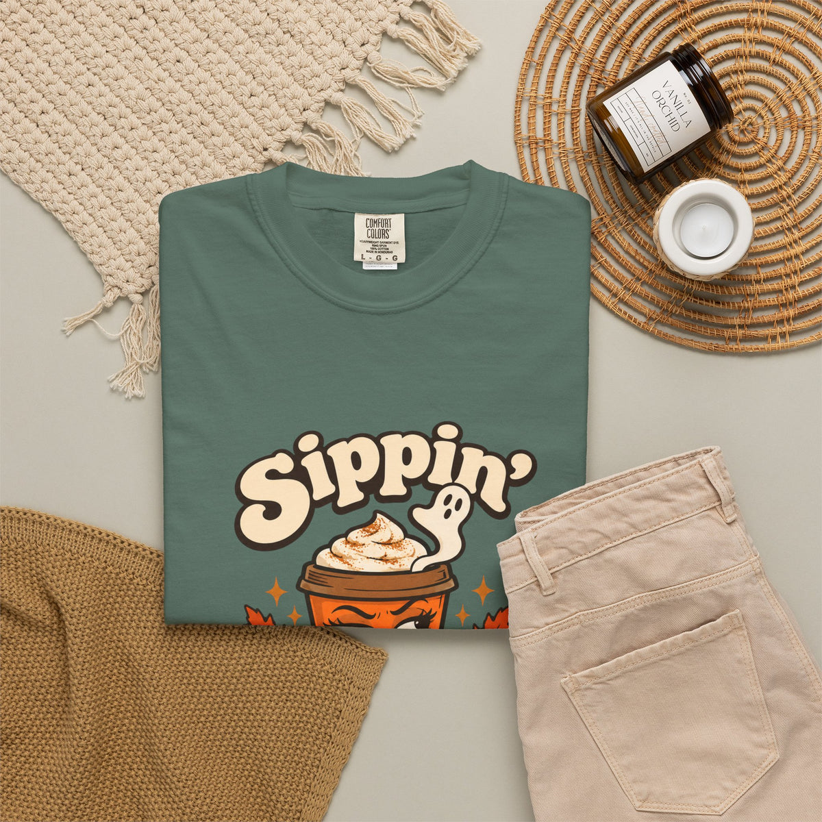 Sippin' Pumpkin Spice and Sarcasm Shirt Funny Fall Halloween Tee, Cute PSL Shirt, Gift for Sarcastic Pumpkin Spice Season Fans