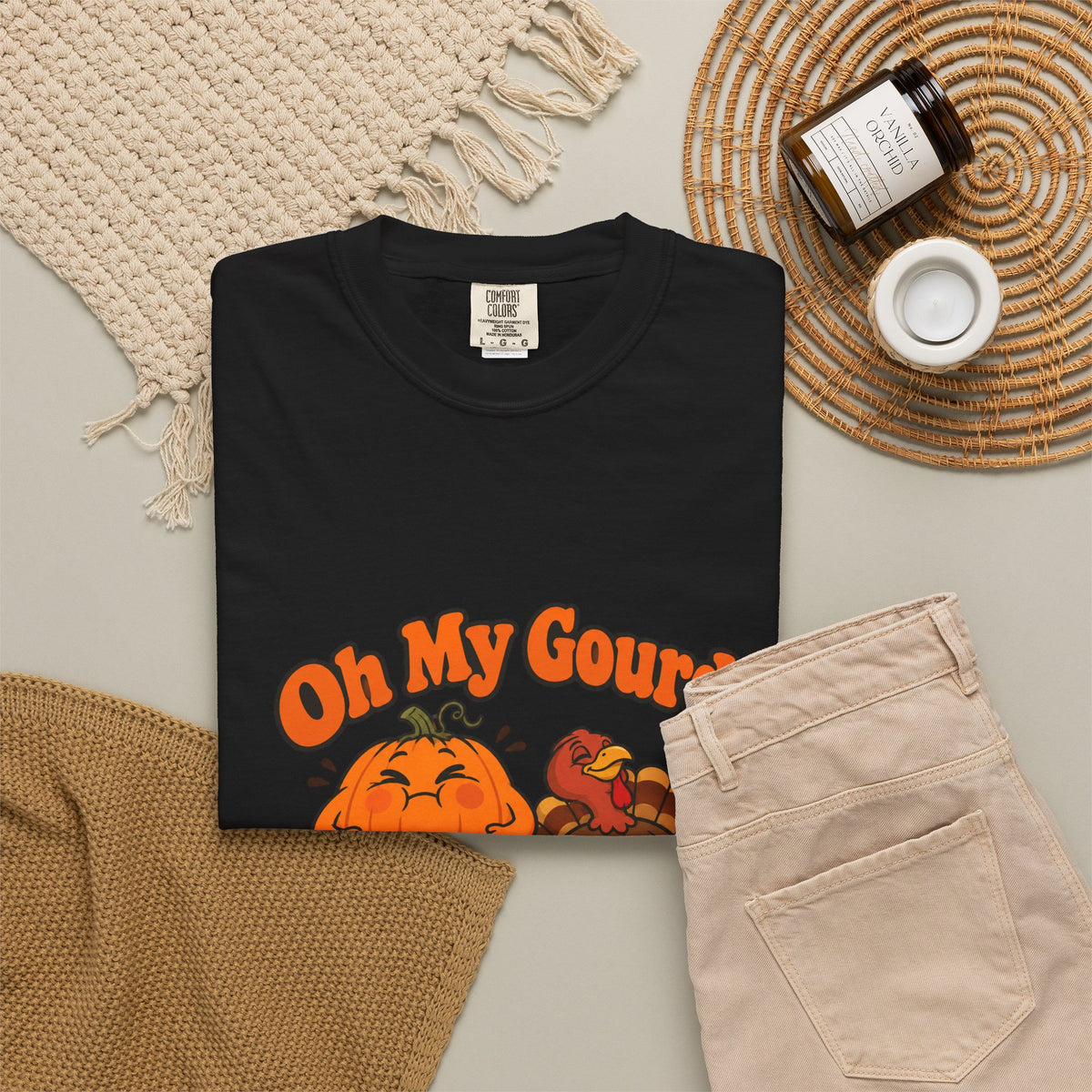 Oh My Gourd I'm Stuffed Shirt Funny Thanksgiving Pumpkin Tee, Cute Turkey Dinner Foodie Shirt, Thanksgiving Gift