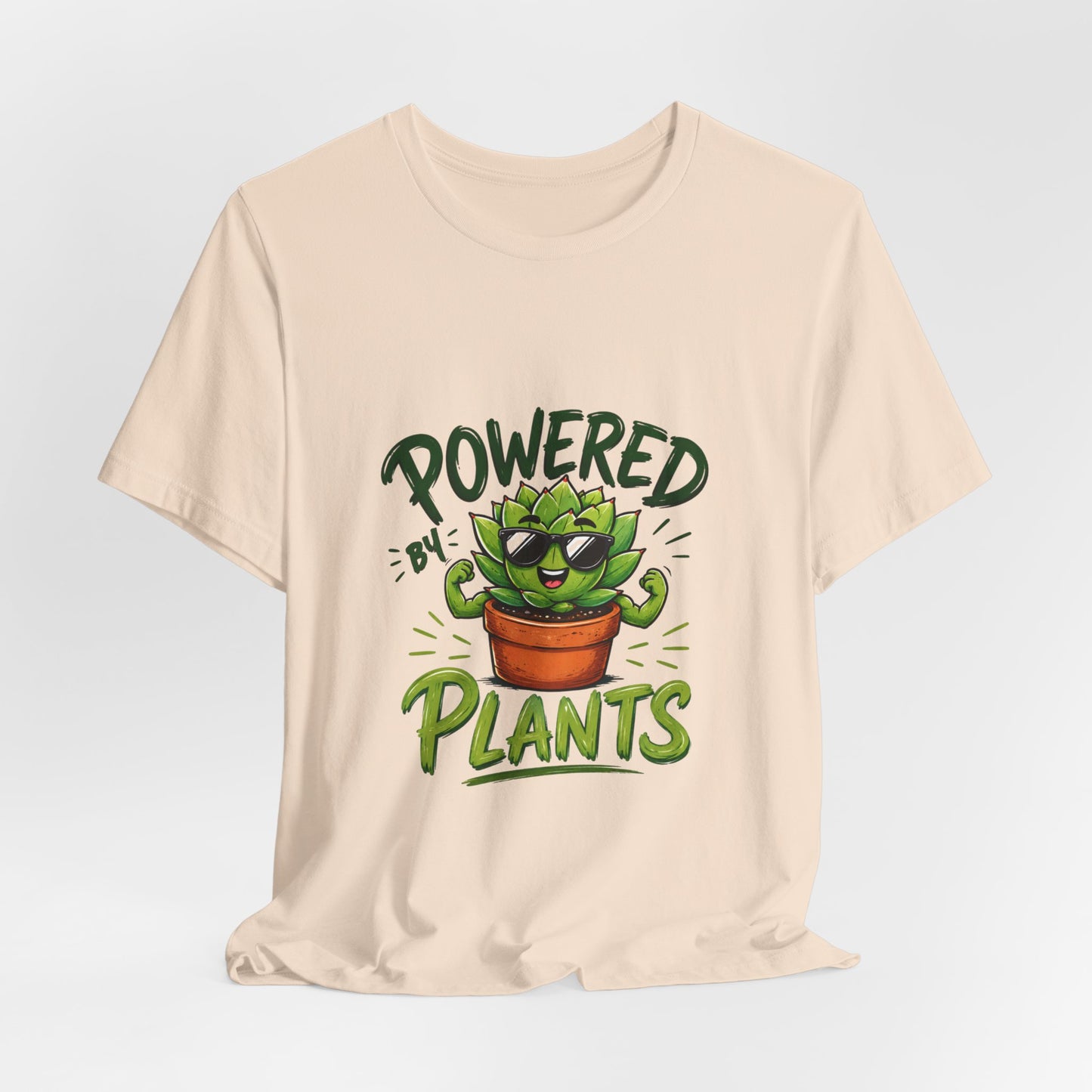 Powered by Plants T-Shirt – Funny Plant Lover Gift | Cute Succulent Tee