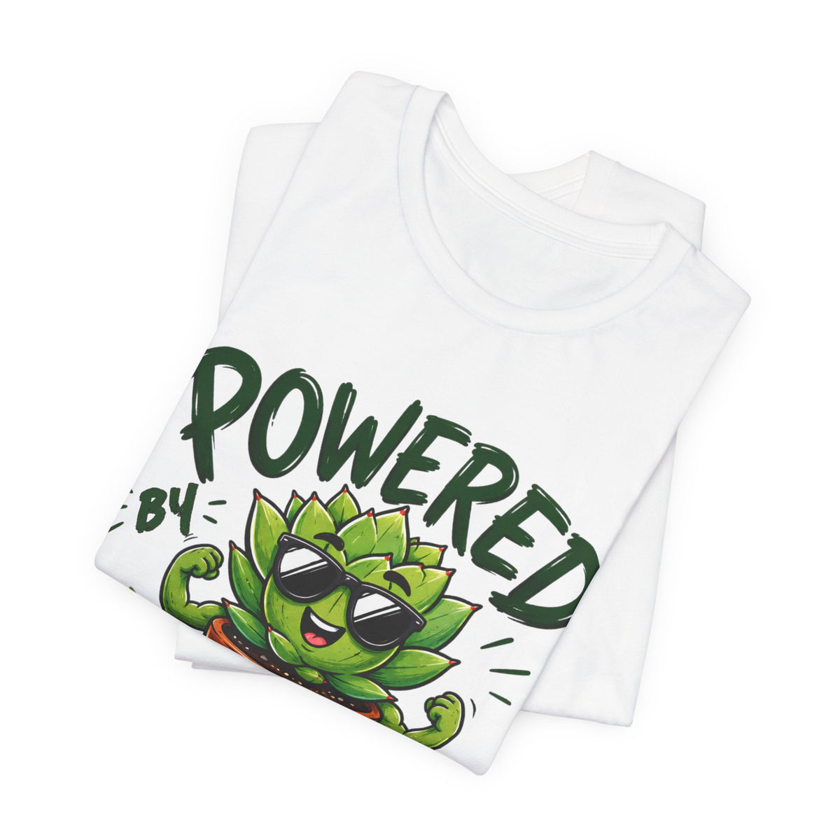 Powered by Plants T-Shirt – Funny Plant Lover Gift | Cute Succulent Tee