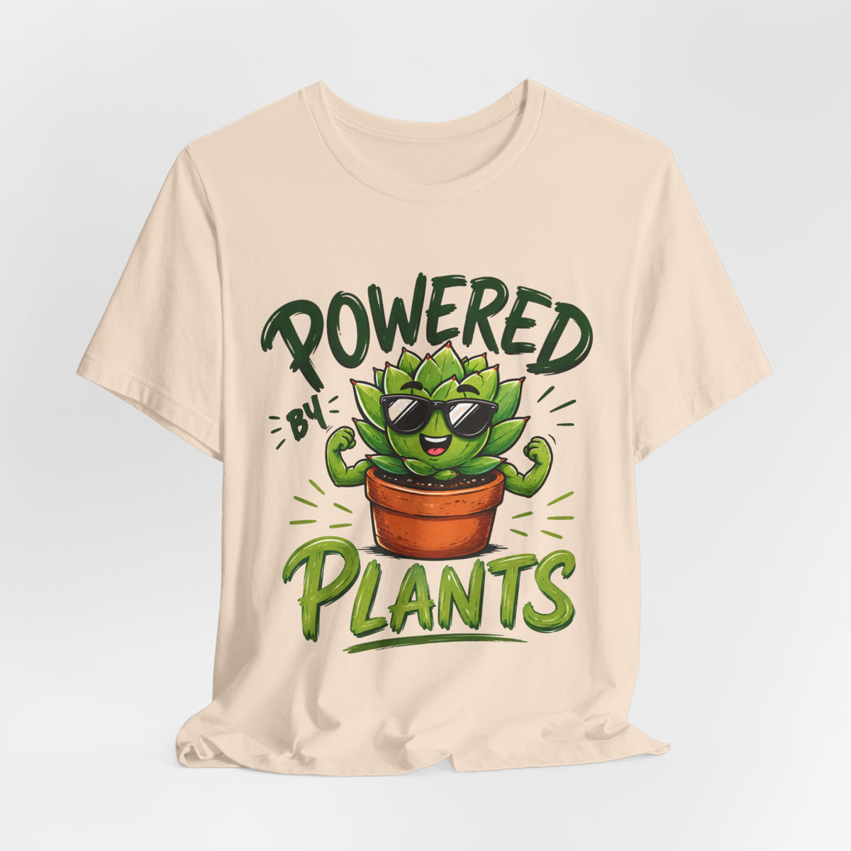 Powered by Plants T-Shirt – Funny Plant Lover Gift | Cute Succulent Tee