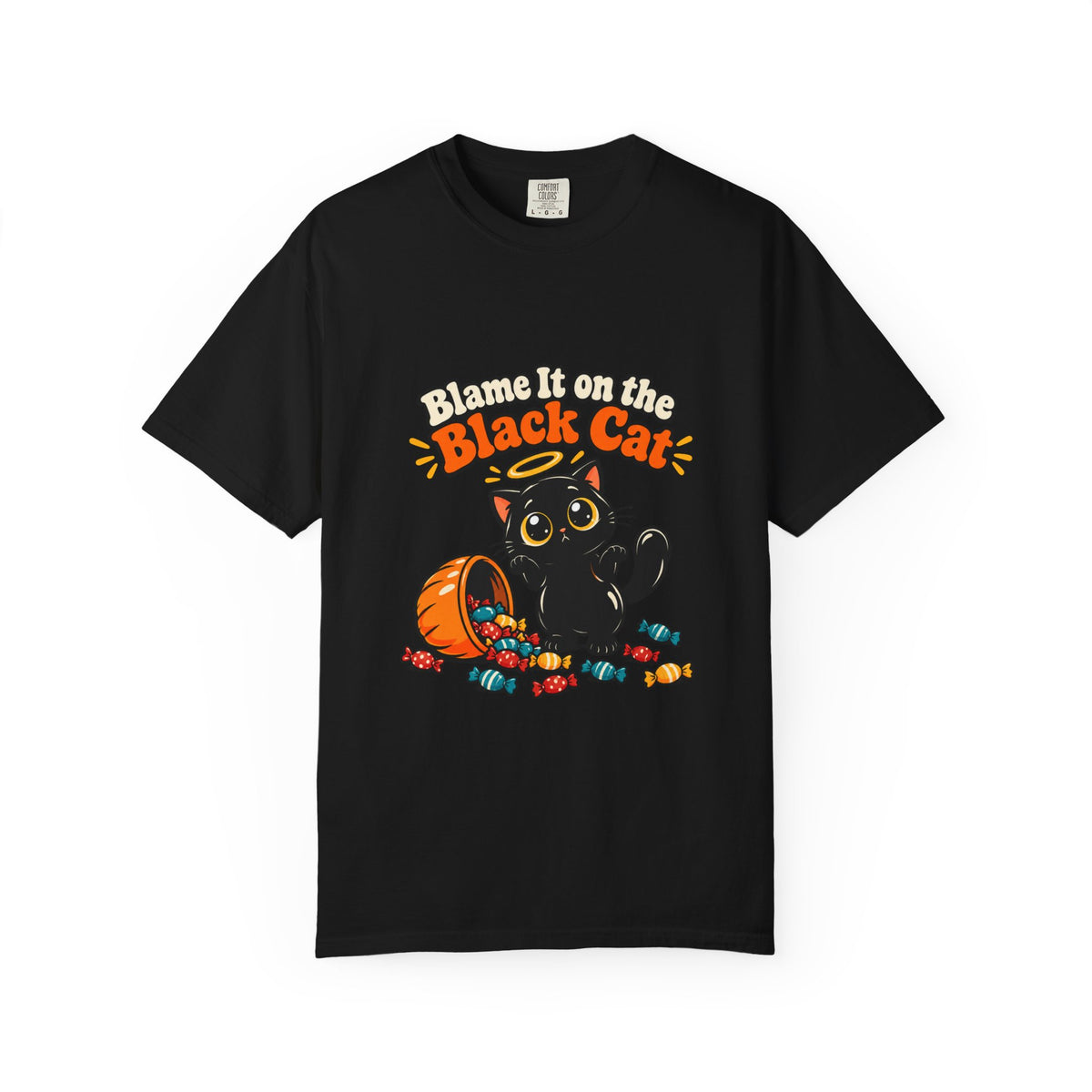 Blame It on the Black Cat Shirt Funny Halloween Cat Tee, Cute Spooky Season Kitty Shirt, Gift for Cat Moms and Halloween Lovers