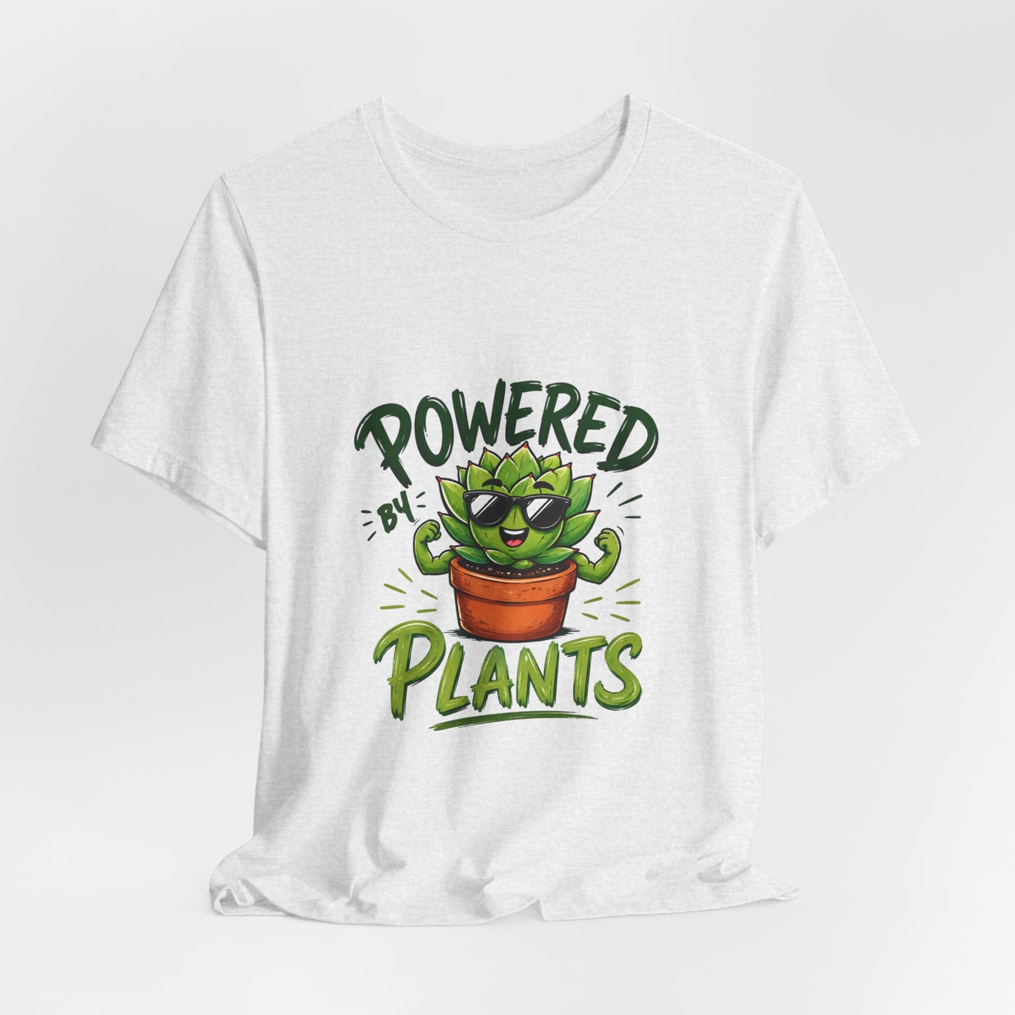 Powered by Plants T-Shirt – Funny Plant Lover Gift | Cute Succulent Tee