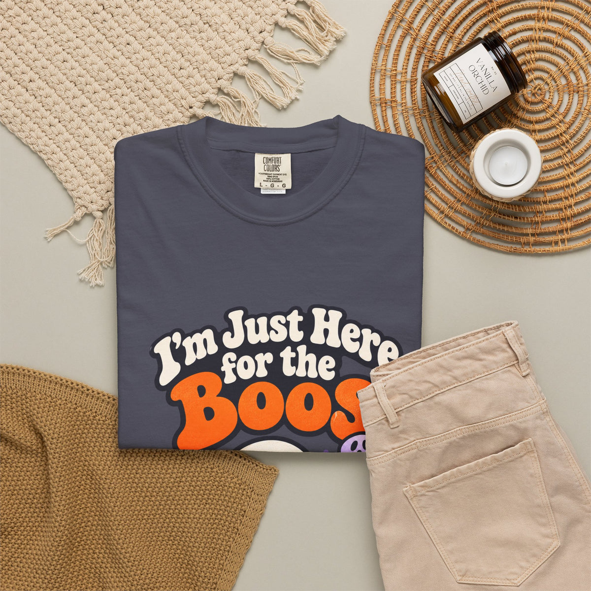 I'm Just Here for the Boos Shirt Funny Halloween Ghost Tee, Cute Spooky Season Party Shirt, Ghost Lover Gift for Halloween Parties