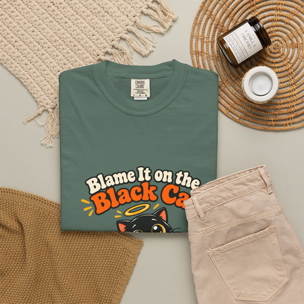 Blame It on the Black Cat Shirt Funny Halloween Cat Tee, Cute Spooky Season Kitty Shirt, Gift for Cat Moms and Halloween Lovers