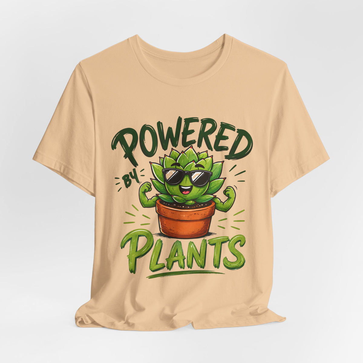 Powered by Plants T-Shirt – Funny Plant Lover Gift | Cute Succulent Tee