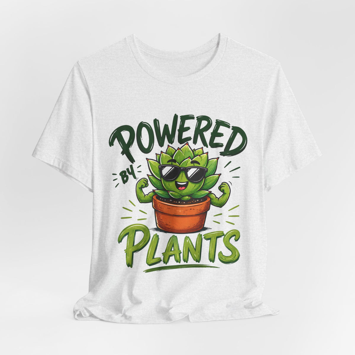Powered by Plants T-Shirt – Funny Plant Lover Gift | Cute Succulent Tee
