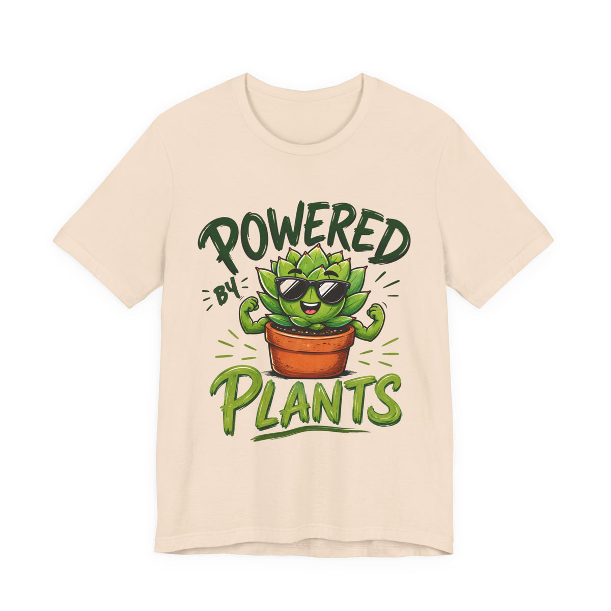 Powered by Plants T-Shirt – Funny Plant Lover Gift | Cute Succulent Tee