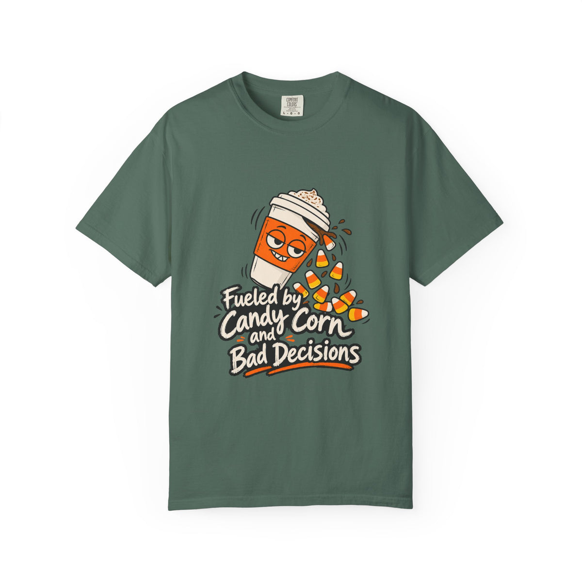 Fueled by Candy Corn and Bad Decisions Shirt Funny Halloween Tee, Cute Trick or Treat Shirt, Gift for Candy Lovers and Party People
