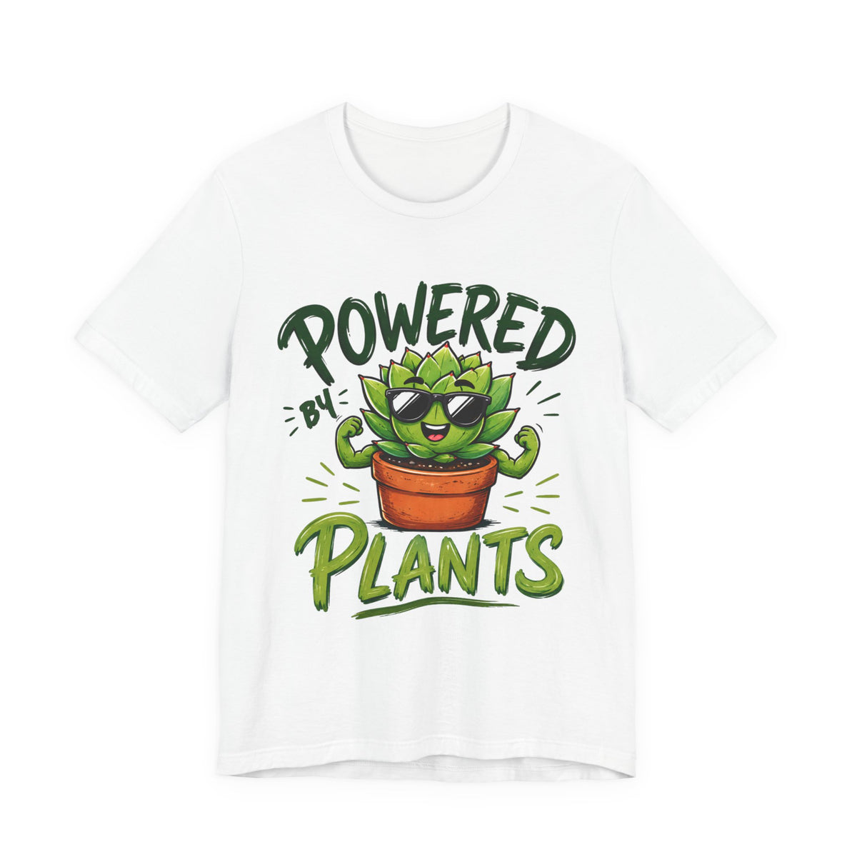 Powered by Plants T-Shirt – Funny Plant Lover Gift | Cute Succulent Tee