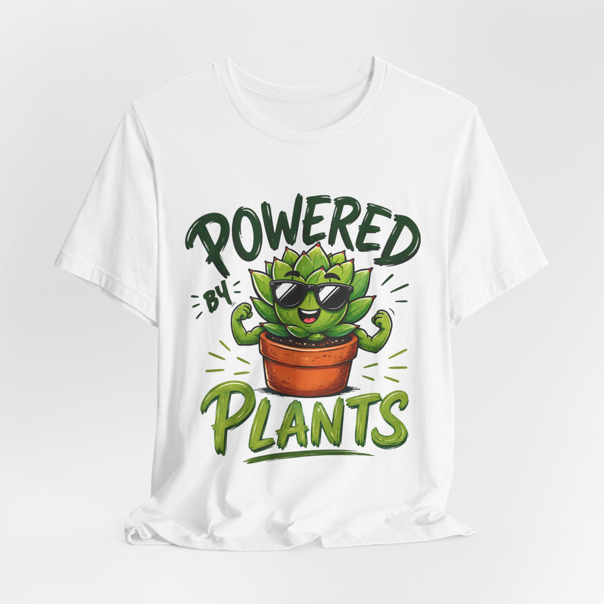 Powered by Plants T-Shirt – Funny Plant Lover Gift | Cute Succulent Tee