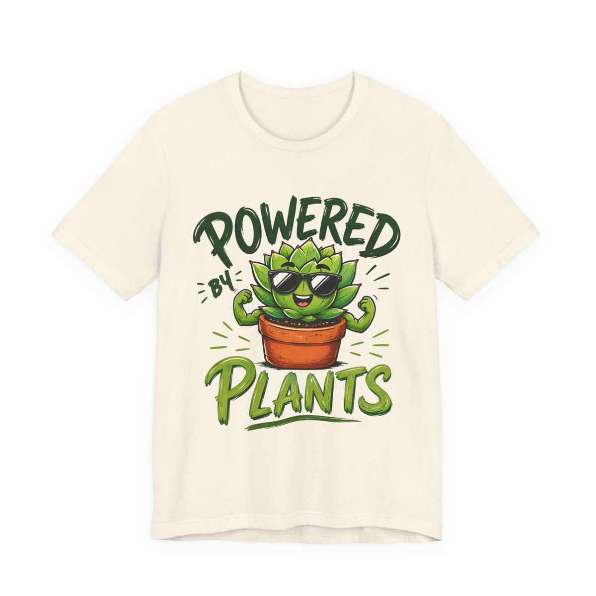 Powered by Plants T-Shirt – Funny Plant Lover Gift | Cute Succulent Tee