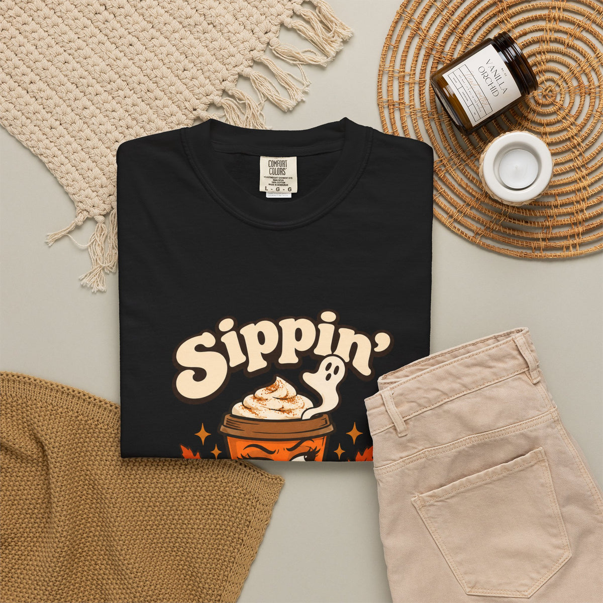 Sippin' Pumpkin Spice and Sarcasm Shirt Funny Fall Halloween Tee, Cute PSL Shirt, Gift for Sarcastic Pumpkin Spice Season Fans