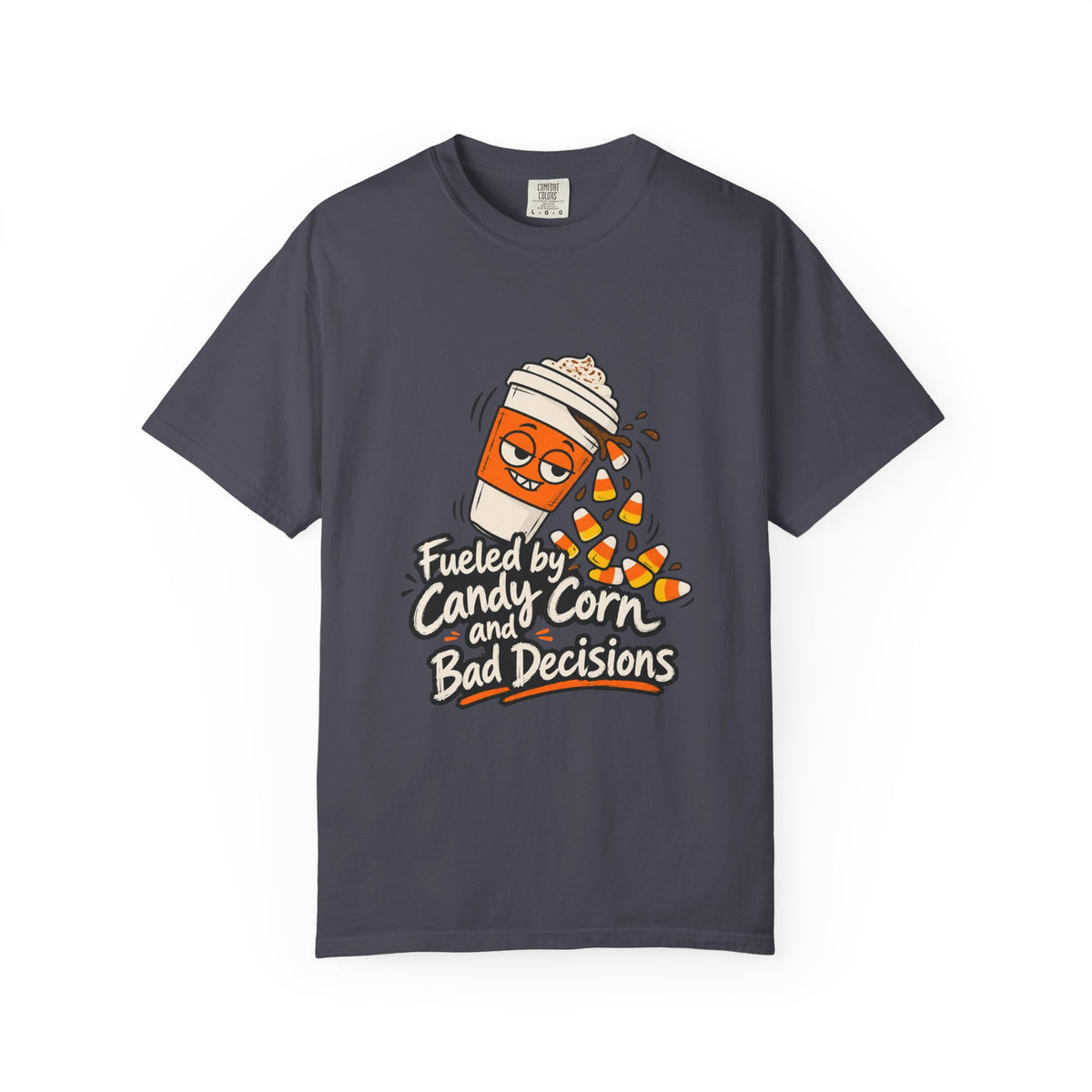 Fueled by Candy Corn and Bad Decisions Shirt Funny Halloween Tee, Cute Trick or Treat Shirt, Gift for Candy Lovers and Party People