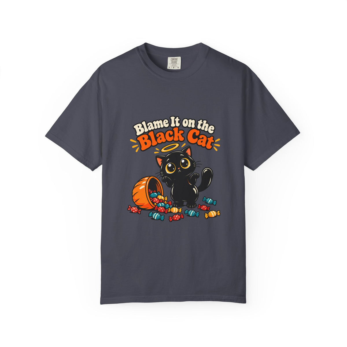 Blame It on the Black Cat Shirt Funny Halloween Cat Tee, Cute Spooky Season Kitty Shirt, Gift for Cat Moms and Halloween Lovers