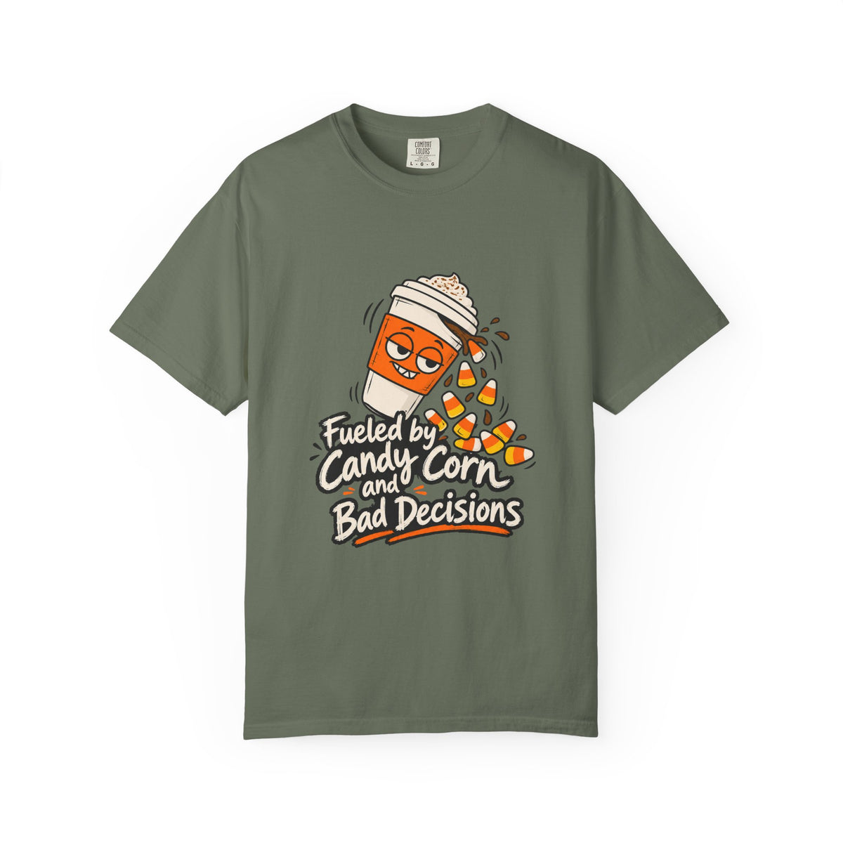 Fueled by Candy Corn and Bad Decisions Shirt Funny Halloween Tee, Cute Trick or Treat Shirt, Gift for Candy Lovers and Party People