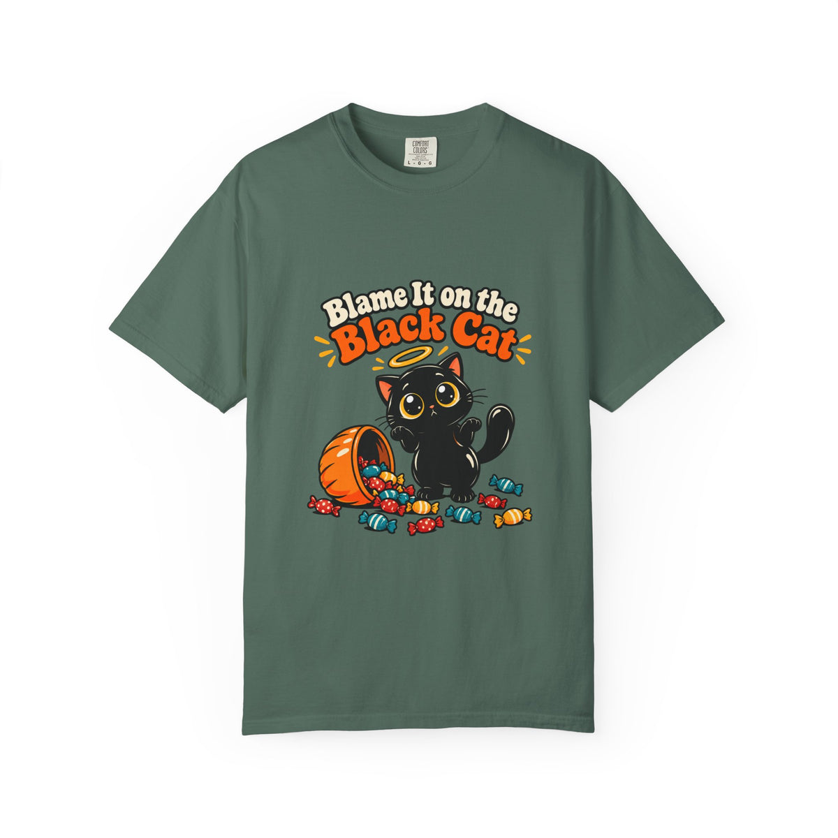 Blame It on the Black Cat Shirt Funny Halloween Cat Tee, Cute Spooky Season Kitty Shirt, Gift for Cat Moms and Halloween Lovers