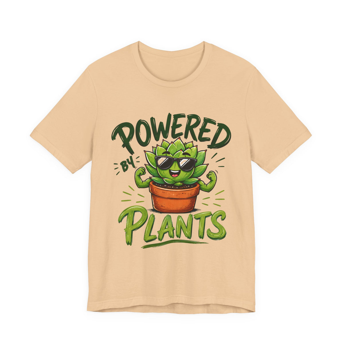 Powered by Plants T-Shirt – Funny Plant Lover Gift | Cute Succulent Tee