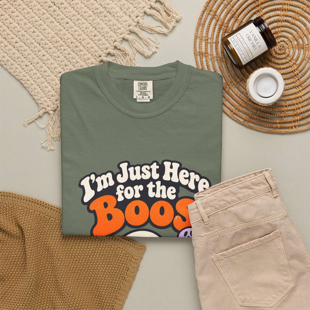 I'm Just Here for the Boos Shirt Funny Halloween Ghost Tee, Cute Spooky Season Party Shirt, Ghost Lover Gift for Halloween Parties