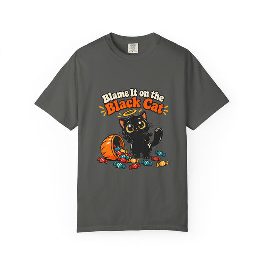Blame It on the Black Cat Shirt Funny Halloween Cat Tee, Cute Spooky Season Kitty Shirt, Gift for Cat Moms and Halloween Lovers