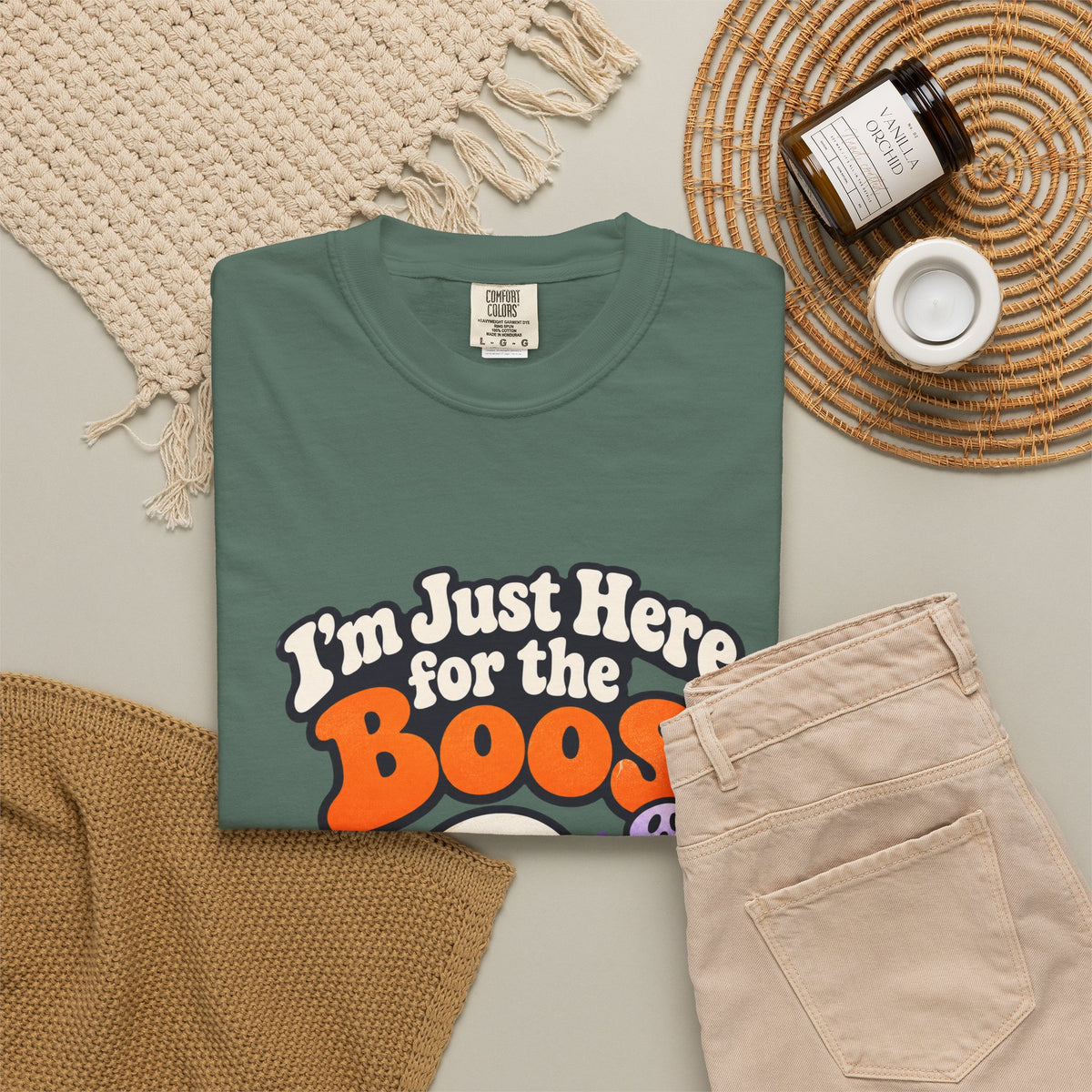 I'm Just Here for the Boos Shirt Funny Halloween Ghost Tee, Cute Spooky Season Party Shirt, Ghost Lover Gift for Halloween Parties