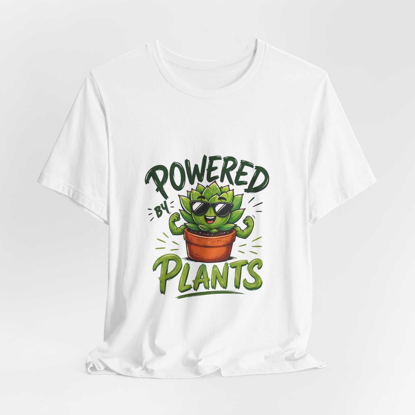 Powered by Plants T-Shirt – Funny Plant Lover Gift | Cute Succulent Tee