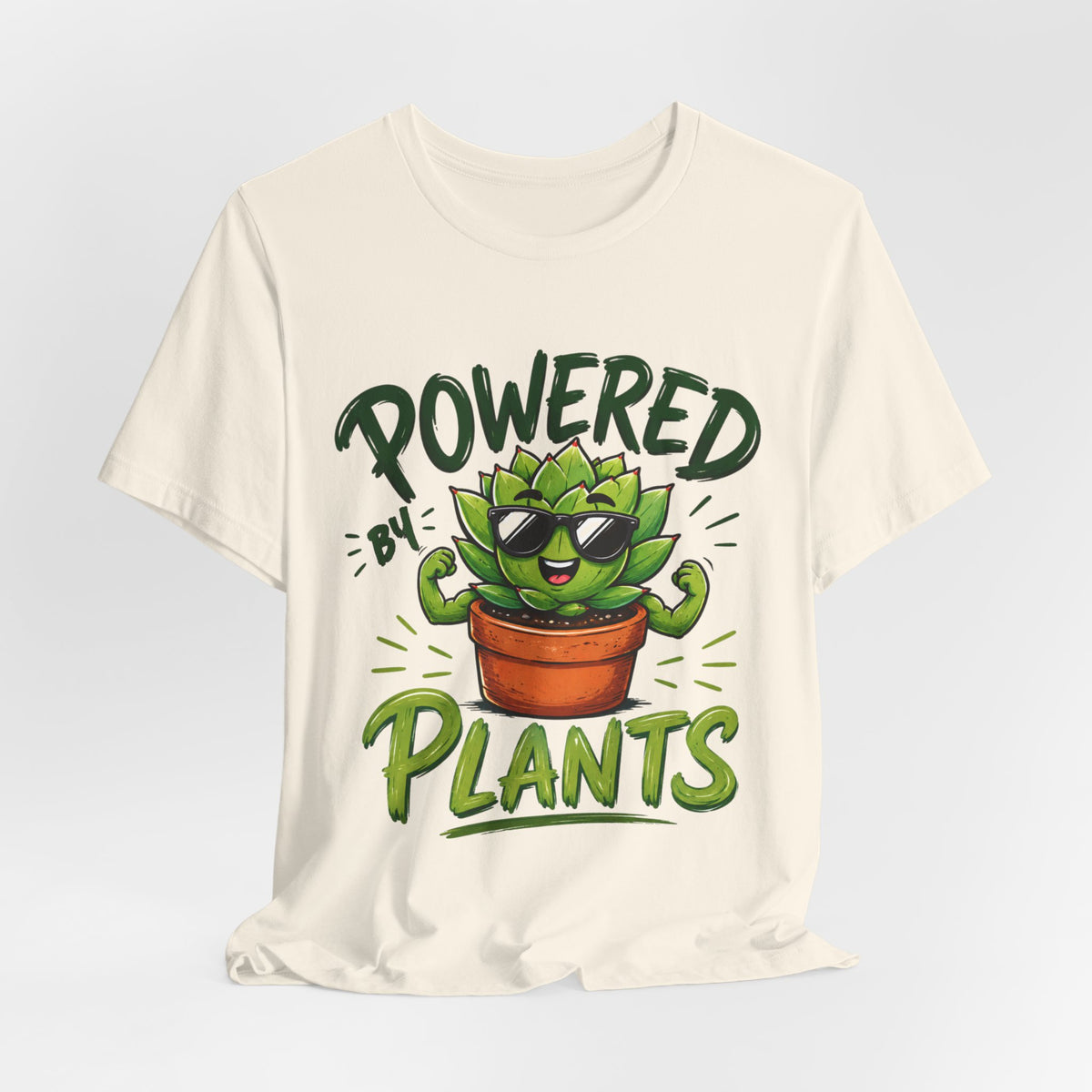 Powered by Plants T-Shirt – Funny Plant Lover Gift | Cute Succulent Tee
