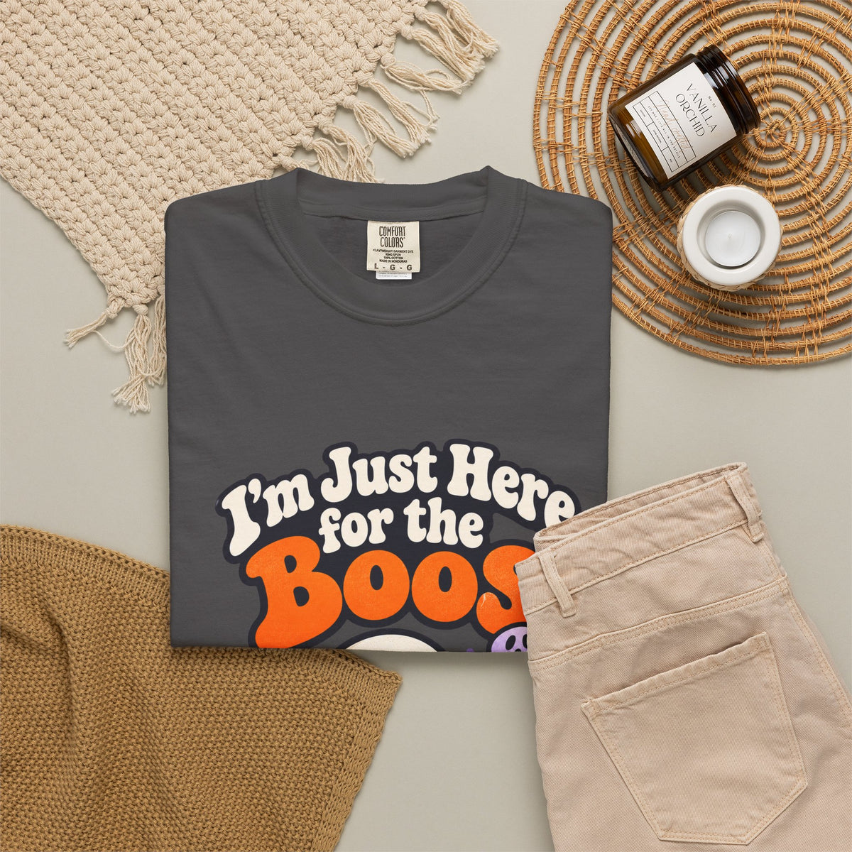 I'm Just Here for the Boos Shirt Funny Halloween Ghost Tee, Cute Spooky Season Party Shirt, Ghost Lover Gift for Halloween Parties