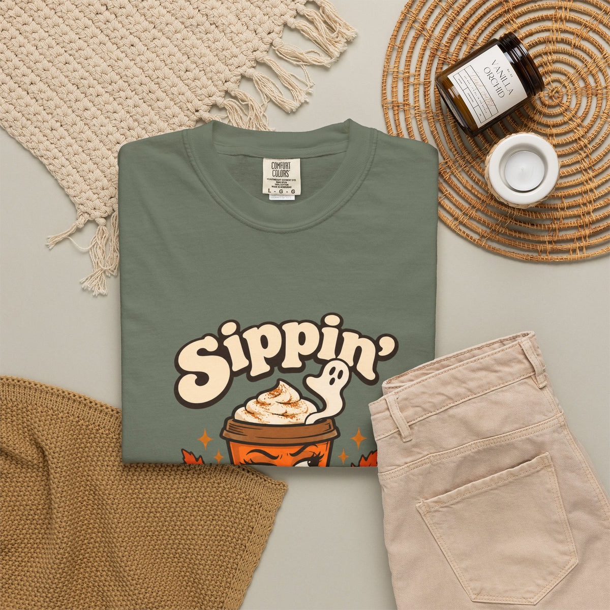 Sippin' Pumpkin Spice and Sarcasm Shirt Funny Fall Halloween Tee, Cute PSL Shirt, Gift for Sarcastic Pumpkin Spice Season Fans