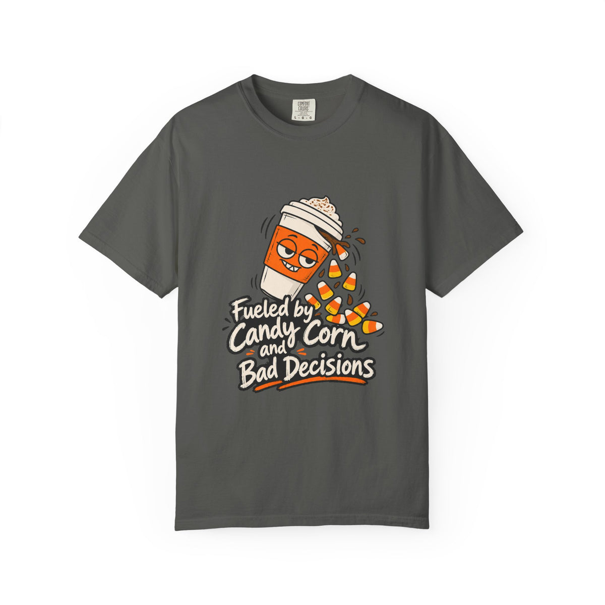 Fueled by Candy Corn and Bad Decisions Shirt Funny Halloween Tee, Cute Trick or Treat Shirt, Gift for Candy Lovers and Party People