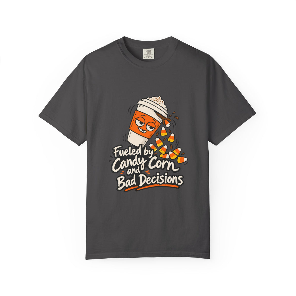 Fueled by Candy Corn and Bad Decisions Shirt Funny Halloween Tee, Cute Trick or Treat Shirt, Gift for Candy Lovers and Party People