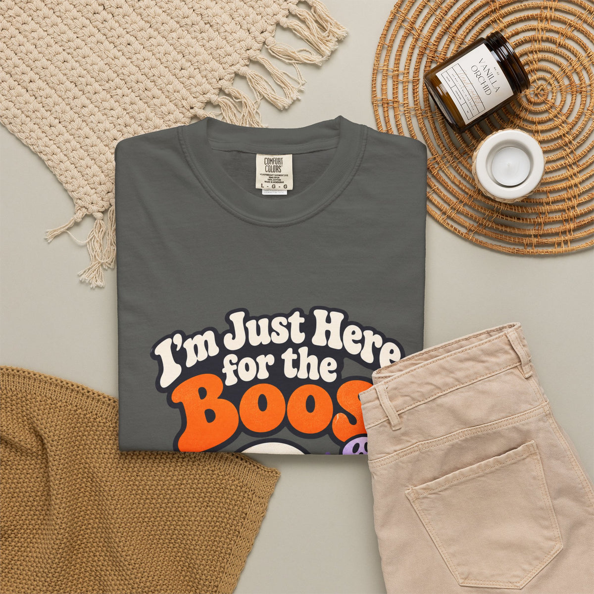 I'm Just Here for the Boos Shirt Funny Halloween Ghost Tee, Cute Spooky Season Party Shirt, Ghost Lover Gift for Halloween Parties