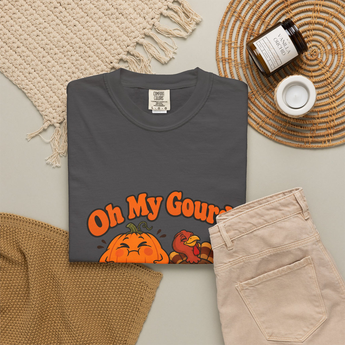 Oh My Gourd I'm Stuffed Shirt Funny Thanksgiving Pumpkin Tee, Cute Turkey Dinner Foodie Shirt, Thanksgiving Gift