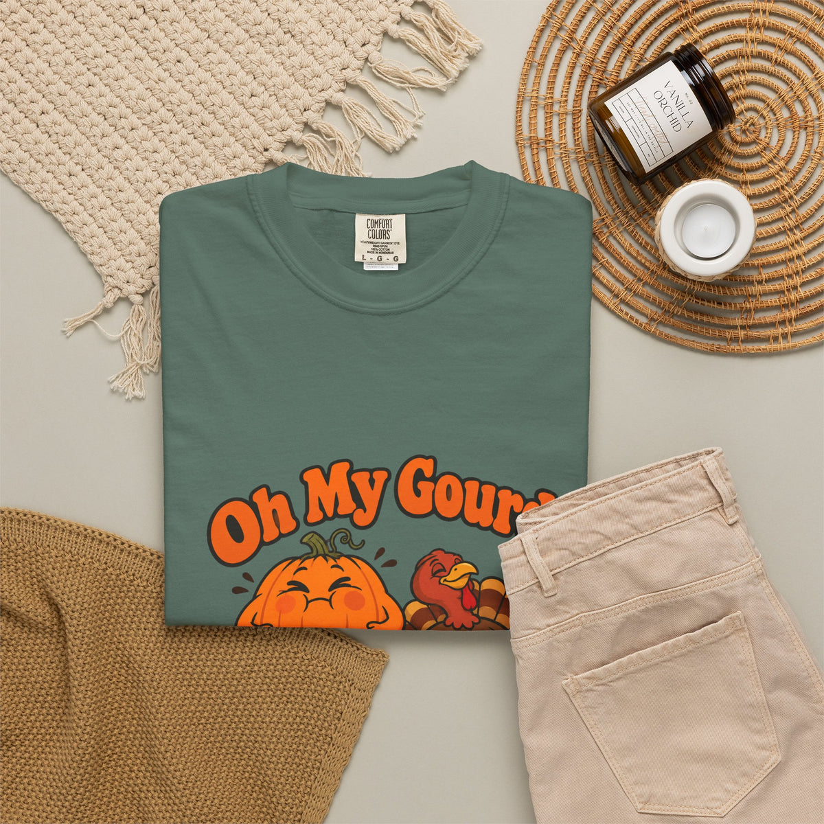 Oh My Gourd I'm Stuffed Shirt Funny Thanksgiving Pumpkin Tee, Cute Turkey Dinner Foodie Shirt, Thanksgiving Gift