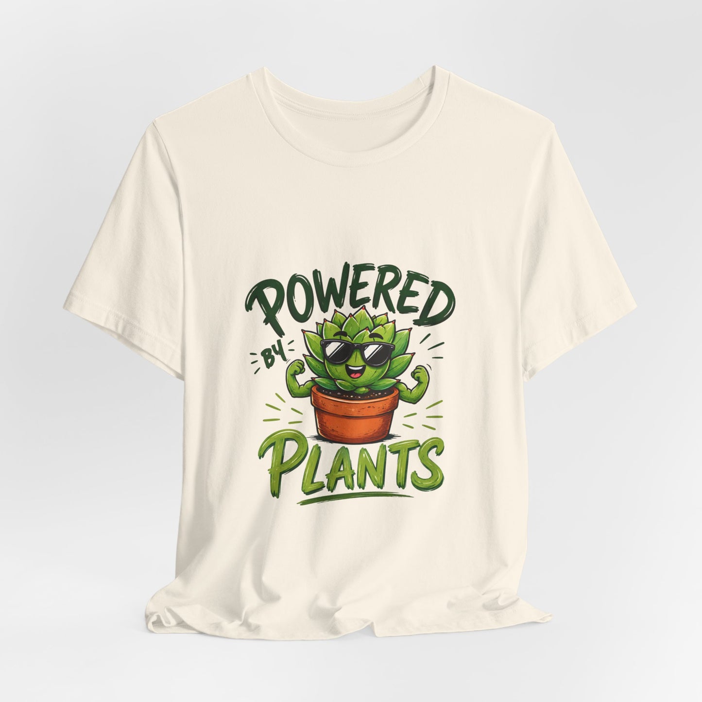Powered by Plants T-Shirt – Funny Plant Lover Gift | Cute Succulent Tee