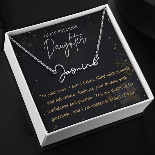 Customizable Signature Style Name Necklace in Stainless Steel or 18K Gold Finish