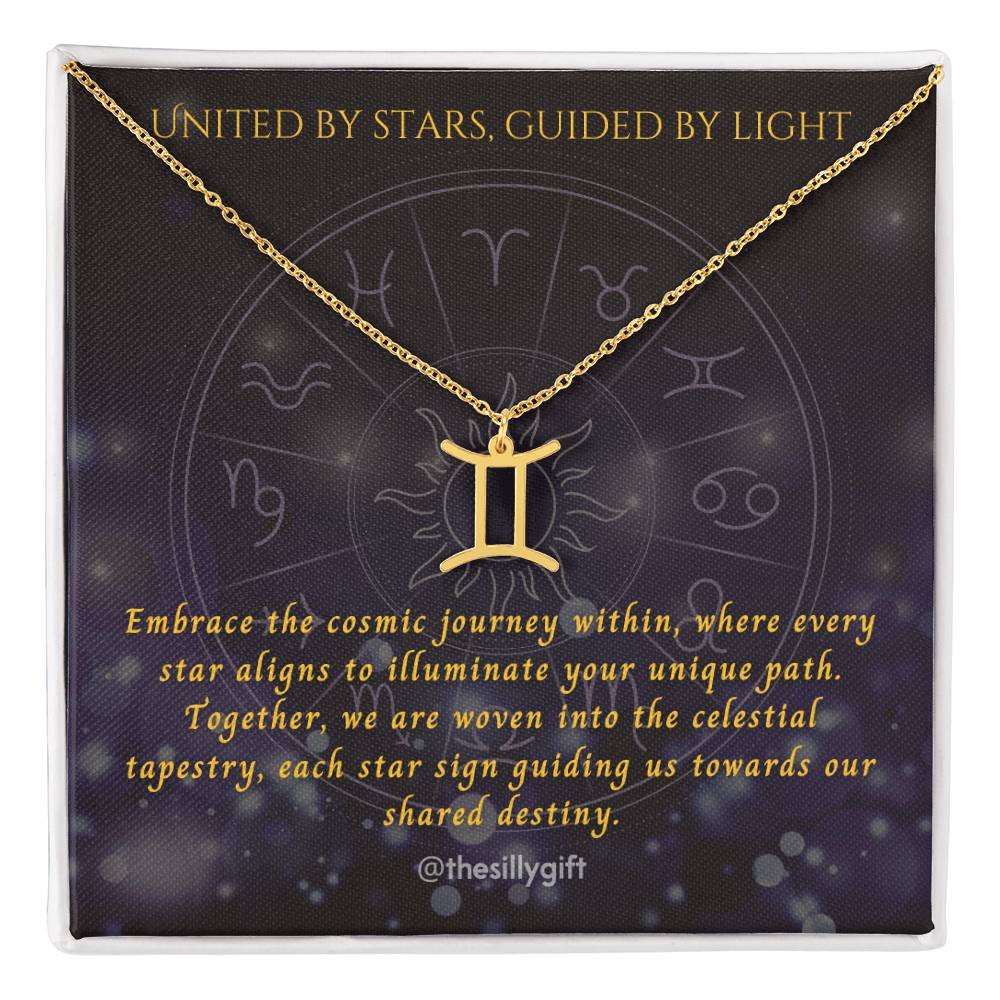 Astral Elegance Zodiac Necklace – Astrological Charm with Adjustable Chain