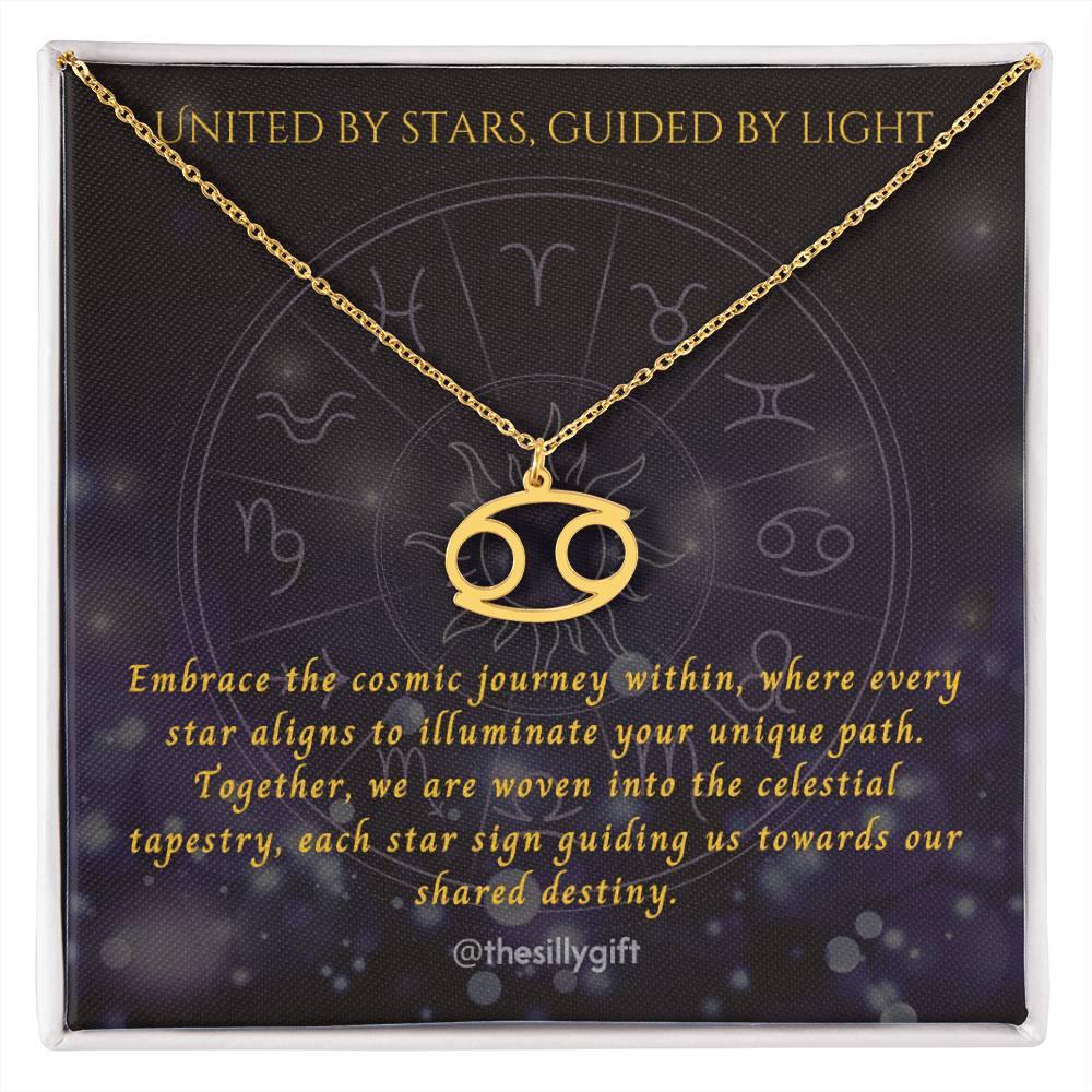 Astral Elegance Zodiac Necklace – Astrological Charm with Adjustable Chain