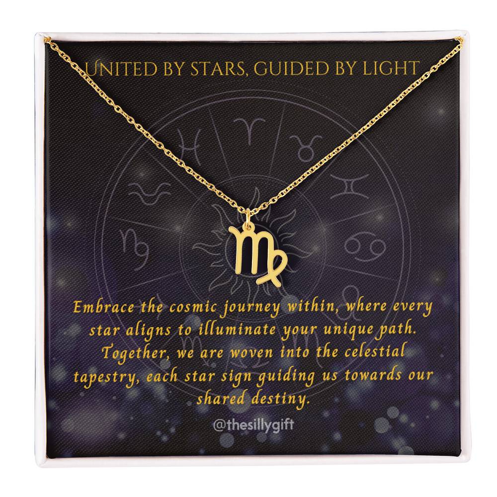 Astral Elegance Zodiac Necklace – Astrological Charm with Adjustable Chain