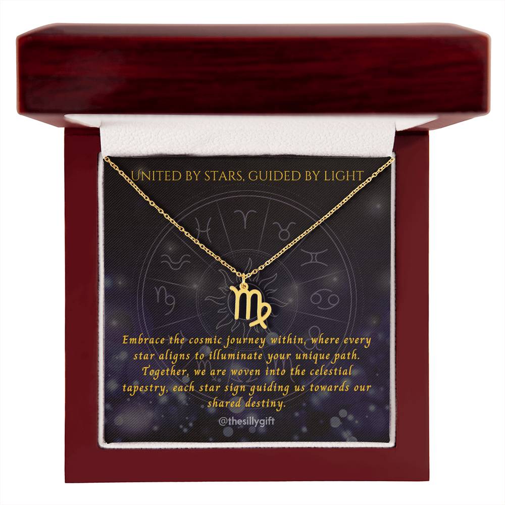 Astral Elegance Zodiac Necklace – Astrological Charm with Adjustable Chain