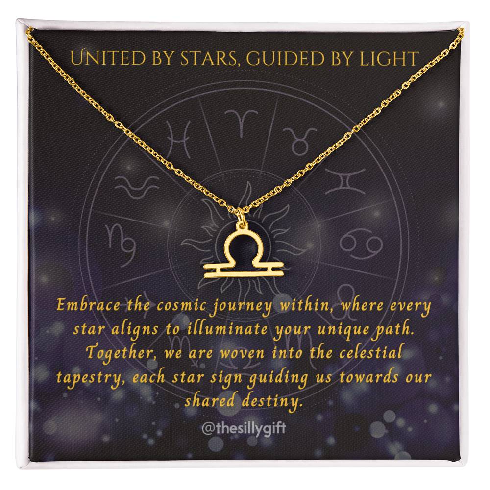 Astral Elegance Zodiac Necklace – Astrological Charm with Adjustable Chain