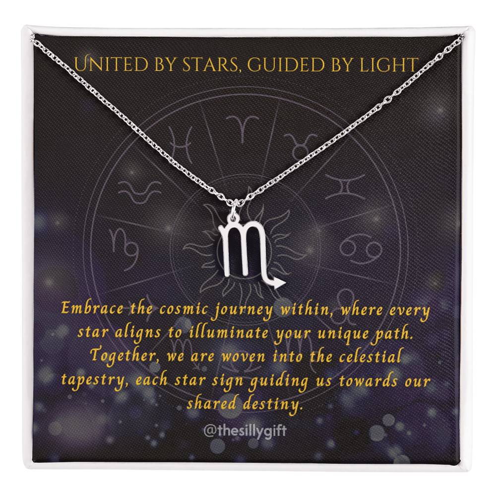 Astral Elegance Zodiac Necklace – Astrological Charm with Adjustable Chain