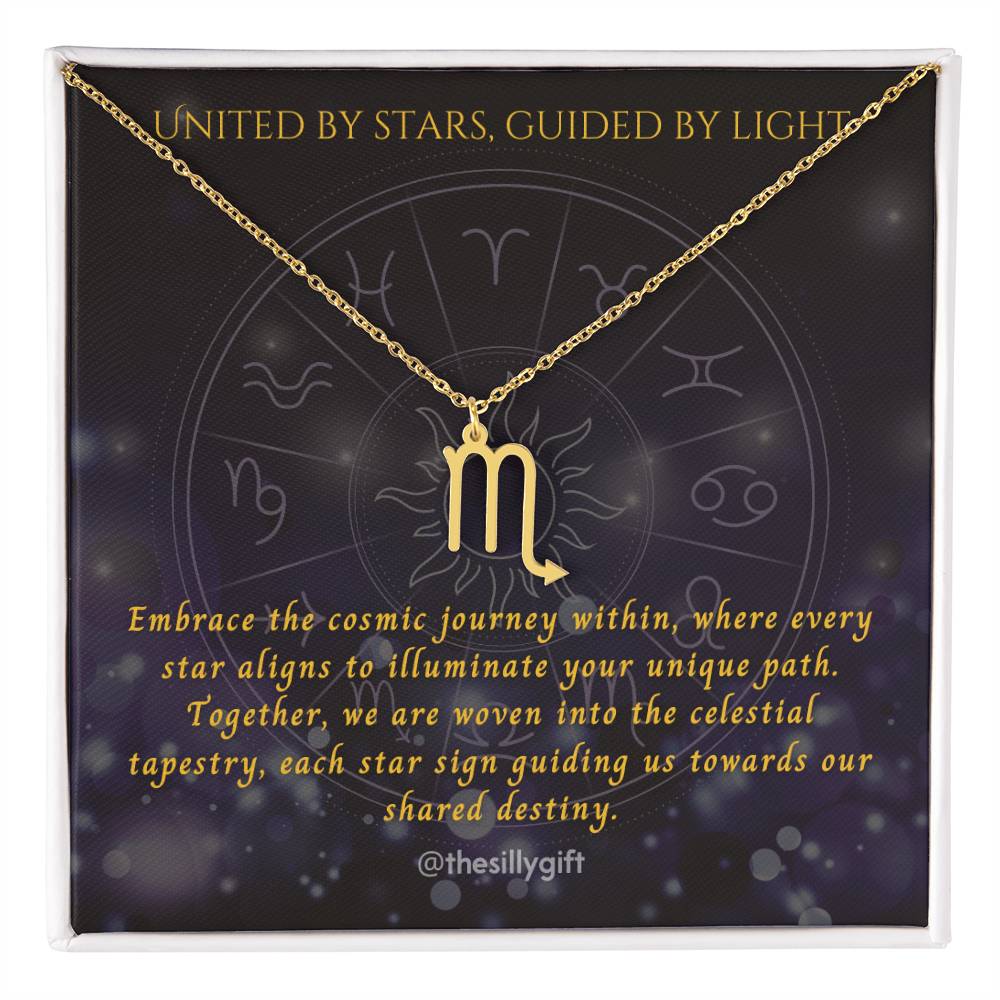 Astral Elegance Zodiac Necklace – Astrological Charm with Adjustable Chain