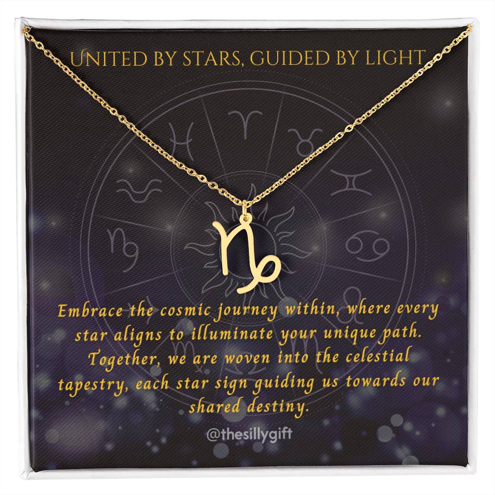 Astral Elegance Zodiac Necklace – Astrological Charm with Adjustable Chain