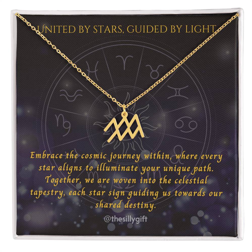 Astral Elegance Zodiac Necklace – Astrological Charm with Adjustable Chain